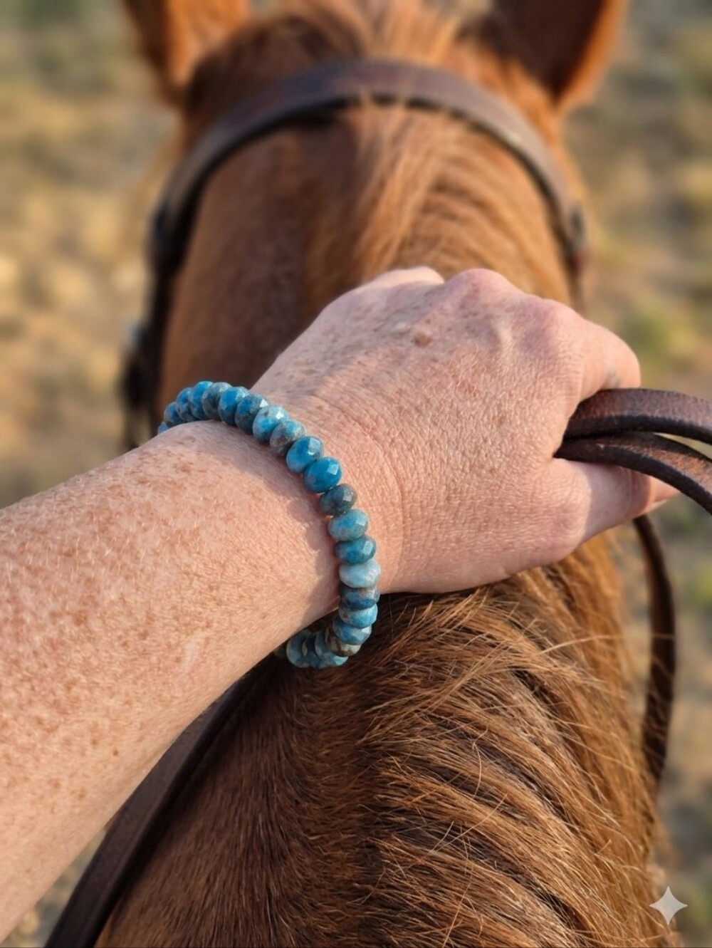 🌙Jay King Mine Finds Madagascar Blue Apatite Faceted Rondelle Stretch Bracelet